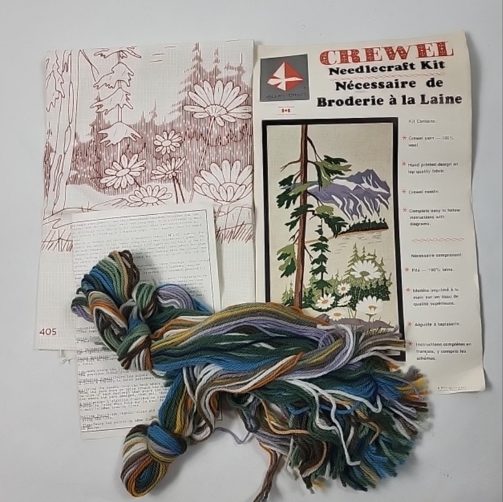 Vintage Valley Craft Crewel Kit Alpine Meadow Alpage 12x22